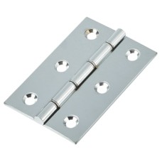 Double Steel Washered Butt Door Hinge - 75 x 50 x 2mm - Chrome Plated - Pair