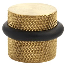 Hampstead Knurled Floor Door Stop - 22 x 22mm - PVD Satin Brass