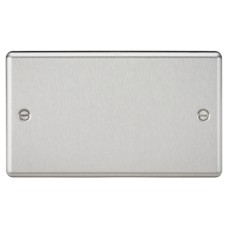 Knightsbridge 2 Gang Round Edge Blank Plate - Brushed Chrome
