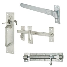 Medium Duty Cranked Hook & Band Gate Hinge Kit with Suffolk Gate Latch - 600mm - Galvanised