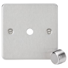 Knightsbridge 1 Gang Flat Plate Dimmer Plate with Metal Dimmer Cap - Brushed Chrome