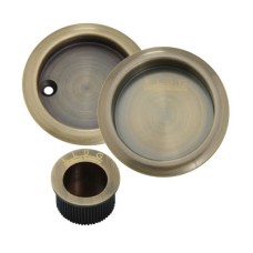 FVG Round 3 Piece Flush Handle Set - Antique Brass