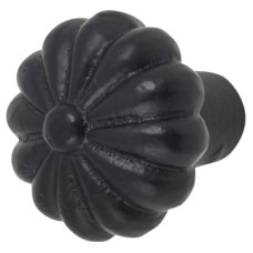 Olde Forge Flower Round Cabinet Knob - 30mm Diameter - Black Iron