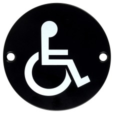 Exel Disabled Toilet Door Sign - 75mm Diameter - Matt Black