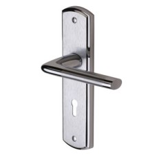 M Marcus Satin Chrome Keyhole Lock Door Handle - Lena Range - 190 x 48mm