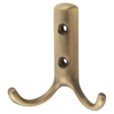Exel Double Coat Hook - 70 x 56mm - Antique Brass