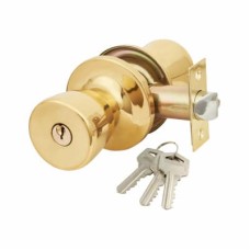 Exel Hotel Mortice Door Knobset - Entrance - 65mm Rose Diameter - Polished Brass