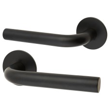 Jigtech Matt Black Door Handles on Round Slim Rose - Schema Syfte Range 
