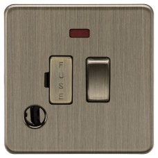 Knightsbridge 13A 1 Gang Screwless Flat Plate Switched Fused Spur & Neon & Flex Outlet - Ant Brass