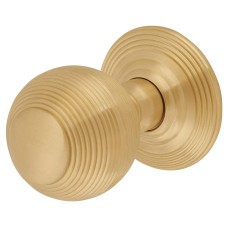 Hampstead Reeded Beehive Mortice Door Knob - 60mm Rose Diameter - Satin Brass