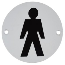 Exel Mens Toilet Door Sign - 75mm Diameter - Satin Aluminium
