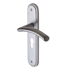 M Marcus Satin Chrome Euro Lock Door Handle - Tosca Range - 205 x 42mm