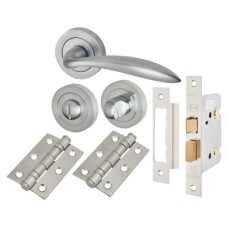 Exel Morgan Bathroom Lock Door Handle on Rose Kit - Satin Chrome