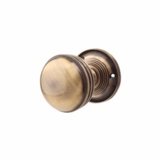 Exel Ringed Mortice Door Knob - 65mm Rose Diameter - Antique Brass