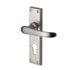 Heritage Brass by M Marcus Satin Nickel Euro Lock Door Handle - Windsor Range - 154 x 40mm