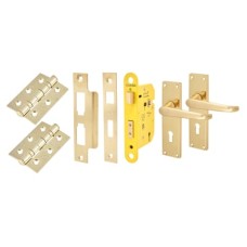 Exel Victorian Straight 3 Lever Sashlock Door Handle Kit - Polished Brass