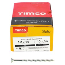 TIMCO Solo Chippy Pozi Countersunk Wood Screws - 5.0 x 90mm - Zinc Plated - Pack of 100