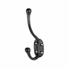 Olde Forge Victorian Pattern Single Hat & Coat Hook - 140 x 80mm - Antique Black