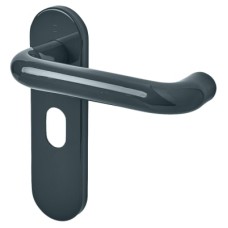 Hoppe AR600/24 Anthracite Grey Nylon Steel Core Safety Latch Door Handle - Paris Range - 165 x 46mm