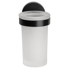 Croydex Epsom Flexi-Fix Frosted Glass Tumbler & Holder - 97 x 67.5 x 107.5mm - Matt Black