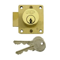 UNION 4110 Cylinder Cupboard Lock - 51 x 44.5mm - Keyed to Differ - Polished Brass