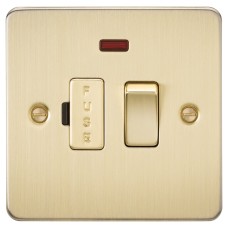 Knightsbridge 13A 1 Gang Flat Plate Switched Fused Spur with Neon - Brushed Brass