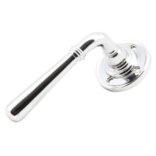 From The Anvil Polished Chrome Door Handles on Round Fixed Rose - Newbury Range 