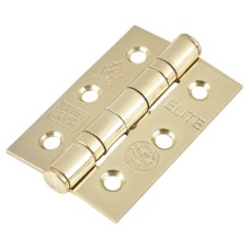Twin Ball Bearing Grade 7 Butt Fire Door Hinge - 76 x 51 x 2mm - Polished Brass - Pair