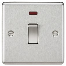 Knightsbridge 20A 1 Gang Round Edge Double Pole Appliance Switch with Neon - Brushed Chrome