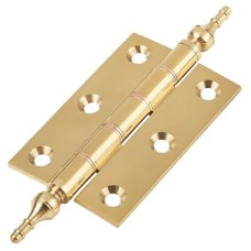 Double Phosphor Finial Butt Door Hinge - 75 x 50 x 2.5mm - Polished Brass - Pair