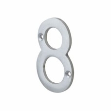 76mm Screw Fix Door Numeral - 8 - Satin Chrome