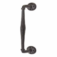 Olde Forge Offset Door Pull Handle - Screw Fix - 243 x 50mm - Antique Black Iron