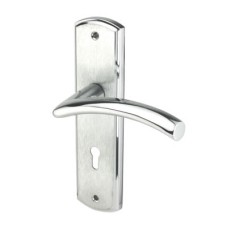 Heritage Brass by M Marcus Satin/Polished Chrome Keyhole Lock Door Handle - Centaur Range - 189 x 48mm