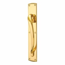 Carlisle Brass Offset Door Pull Handle on Plate - Screw Fix - 450 x 75mm - RH - Polished Brass