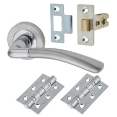 Exel Berkshire Latch Door Handle on Rose Kit - Satin/Polished Chrome