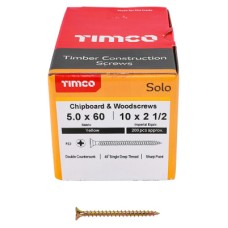 TIMCO Solo Chippy Pozi Countersunk Wood Screws - 5.0 x 60mm - Yellow Zinc - Pack of 200