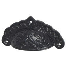 Olde Forge Edwardian Cabinet Cup Handle - 88mm Centres - Black Iron