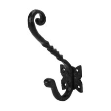 Olde Forge Blacksmith Single Hat & Coat Hook - 145 x 95mm - Antique Black Iron