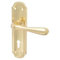 Hampstead Polished Brass Keyhole Lock Door Handle - Genoa Range - 168 x 45mm