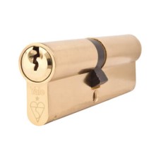 Yale 1 Star 6 Pin Kitemarked 100mm Euro Double Cylinder - 45 + 55mm - Pol Brass - Keyed to Differ