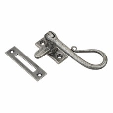 From The Anvil Shepherd's Crook Mortice Plate Casement Window Fastener - Reversible - Pewter
