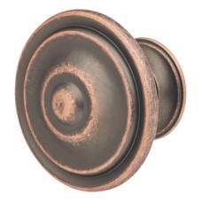 Olde Forge Alcott Round Cabinet Knob - 35mm Diameter - Antique Copper