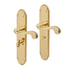 Carlisle Brass Polished Brass Georgian Bathroom Door Handle - Long Plate - Chesham Range - 249 x 50mm