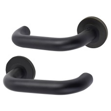 Exel Matt Black 19mm Return to Door Handles on Round Rose