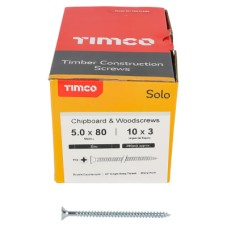 TIMCO Solo Chippy Pozi Countersunk Wood Screws - 5.0 x 80mm - Zinc Plated - Pack of 200