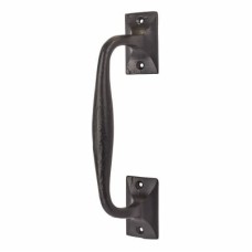 Olde Forge Offset Door Pull Handle - Screw Fix - 254 x 38mm - Antique Black Iron