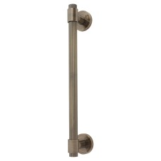 Hampstead Thick Lines T-Bar Door Pull Handle on Rose - Screw Fix - 300mm Centres - Antique Brass