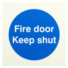 Exel Photoluminescent Fire Door Keep Shut Door Sign - 100 x 100mm - Rigid Plastic