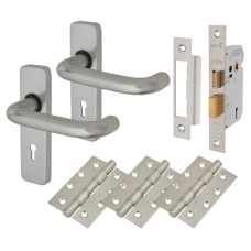 Exel Puma 19mm Return to Door 3 Lever Sashlock Door Handle Kit - Aluminium