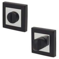 Exel Square Bathroom Turn & Release - 52mm Diameter - Matt Black/Polished Chrome